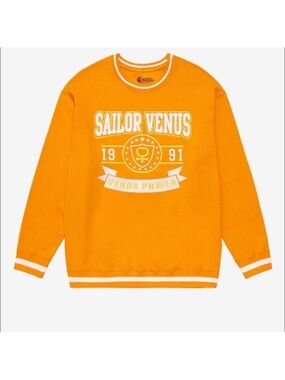 Sailor Venus Orange Crew Sweatshirt, 1991 Varsity Sweater Venus Power, Size S